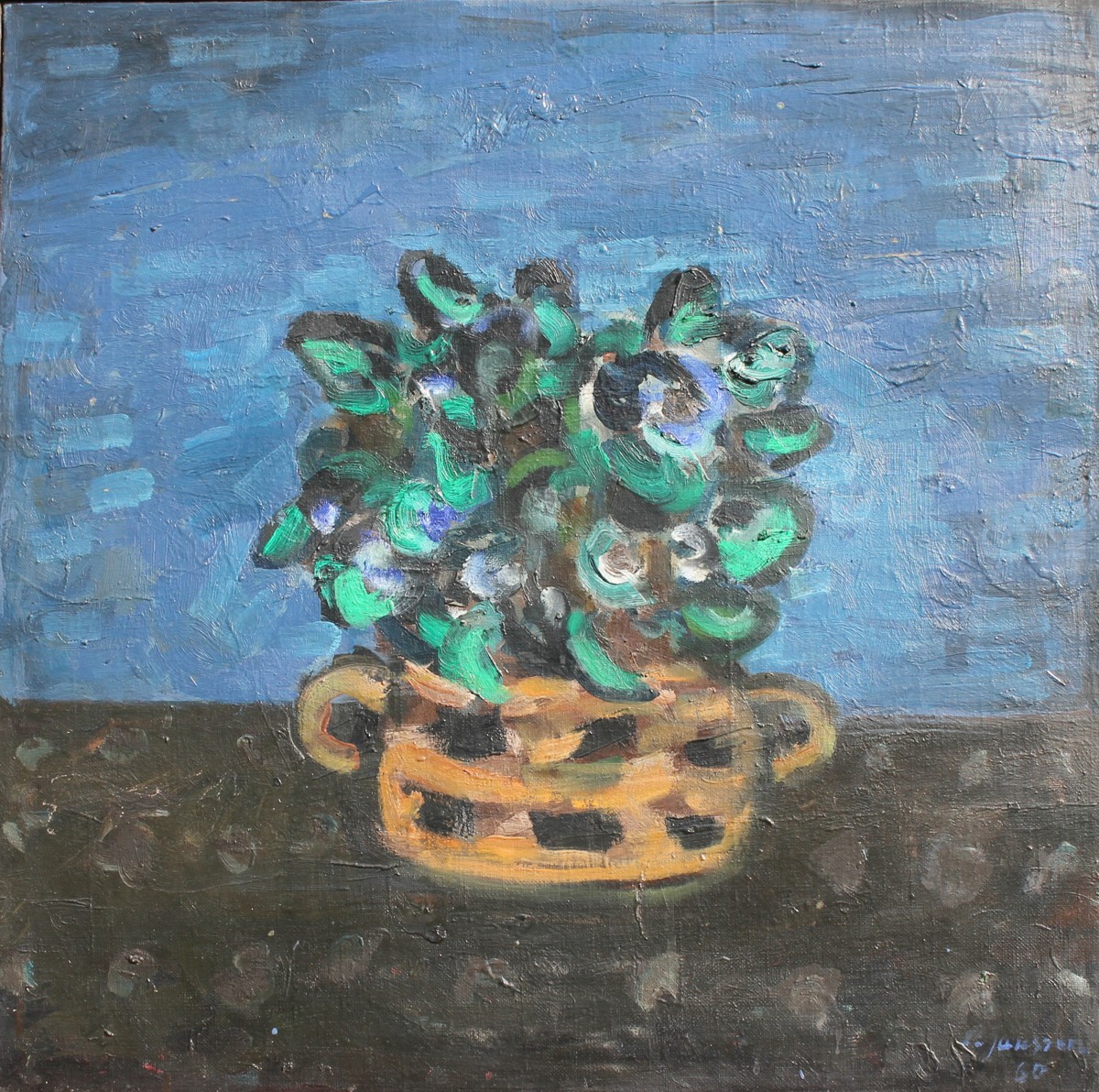 Blaues Blumenbild / Blue Flower Painting