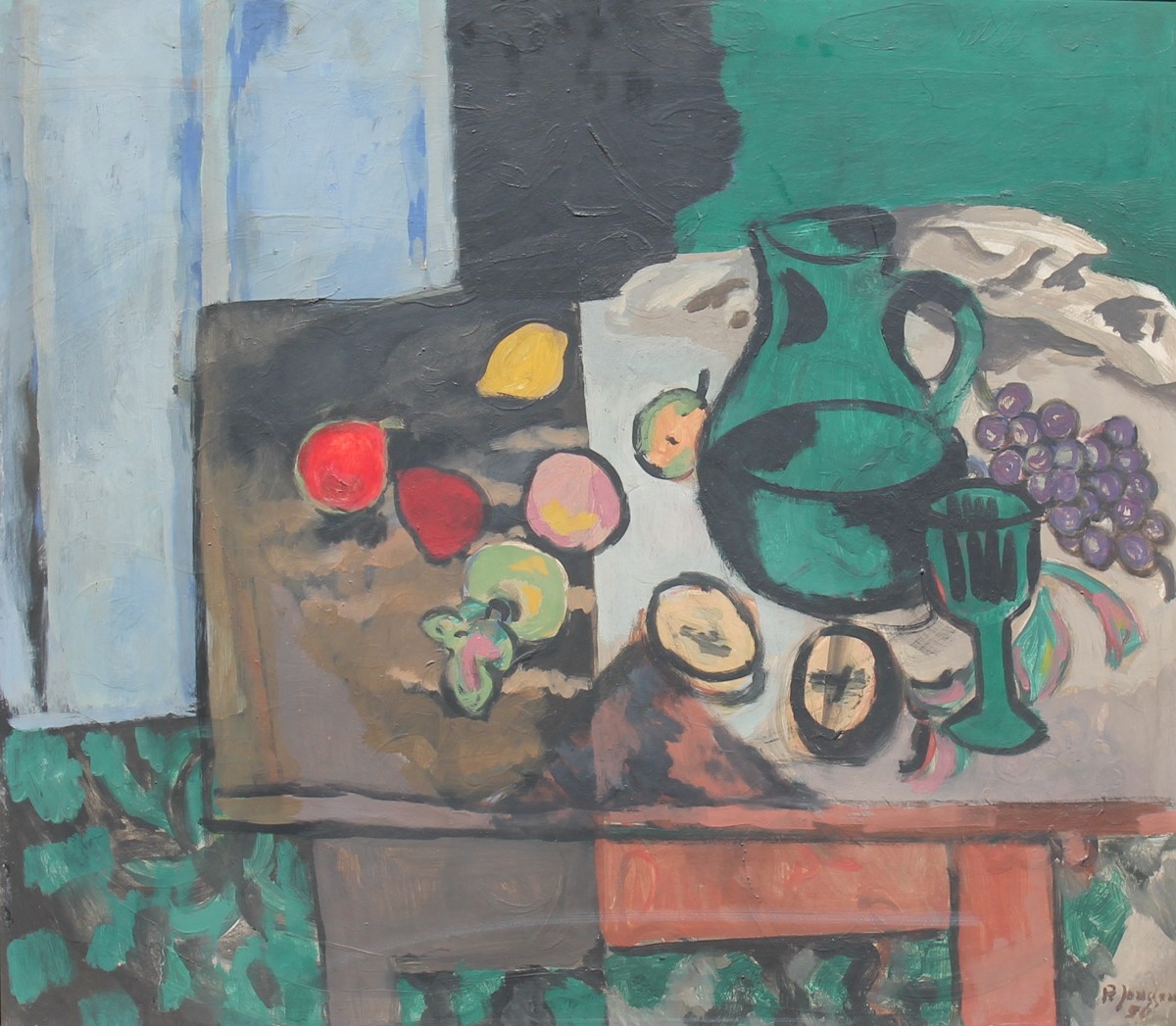 Still Life with green Jug, painting by Peter Janssen, please click for enlarged view!