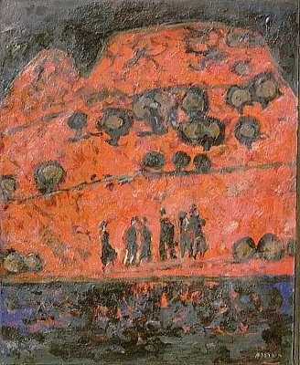 Roter Berg mit Figuren / Red Mountain with Figures