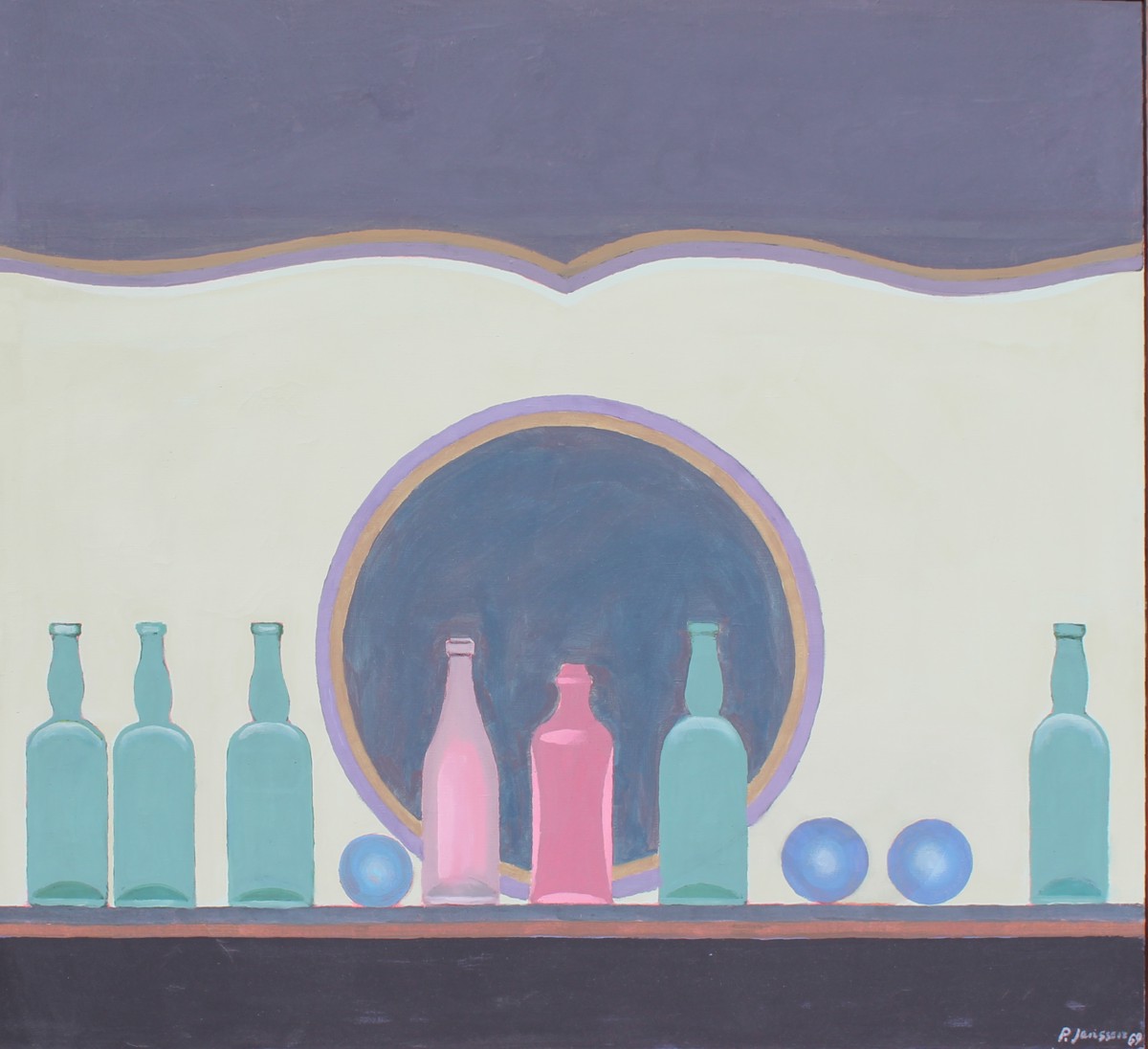 Still Life with Bottles, painting by Peter Janssen, click to enlarge!