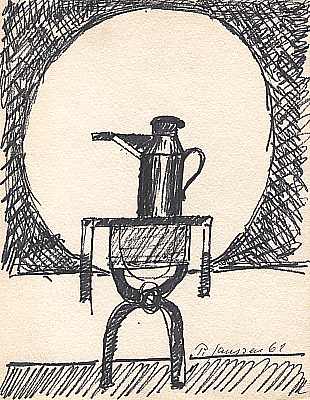 Stilleben mit Kanne 1969, Zeichnung von Peter Janssen