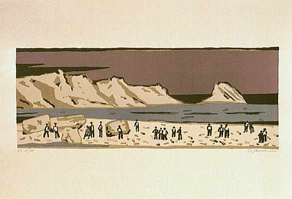 Menschen am Meer (auberg.), Lithografie von Peter Janssen
