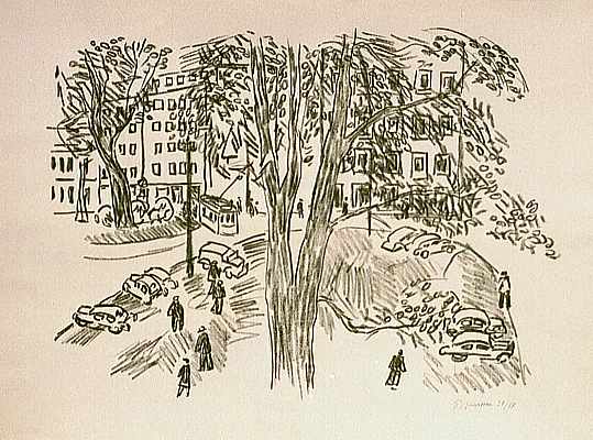 Der Park, Lithografie von Peter Janssen