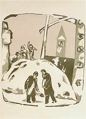 Winterlandschaft, Lithografie von Peter Janssen