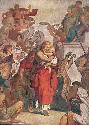 Peter Janssen - Wandgemälde im Krefelder Rathaus - Thusnelda mit ihrem Sohne Thumelikus im Triumphzuge des Germanikus