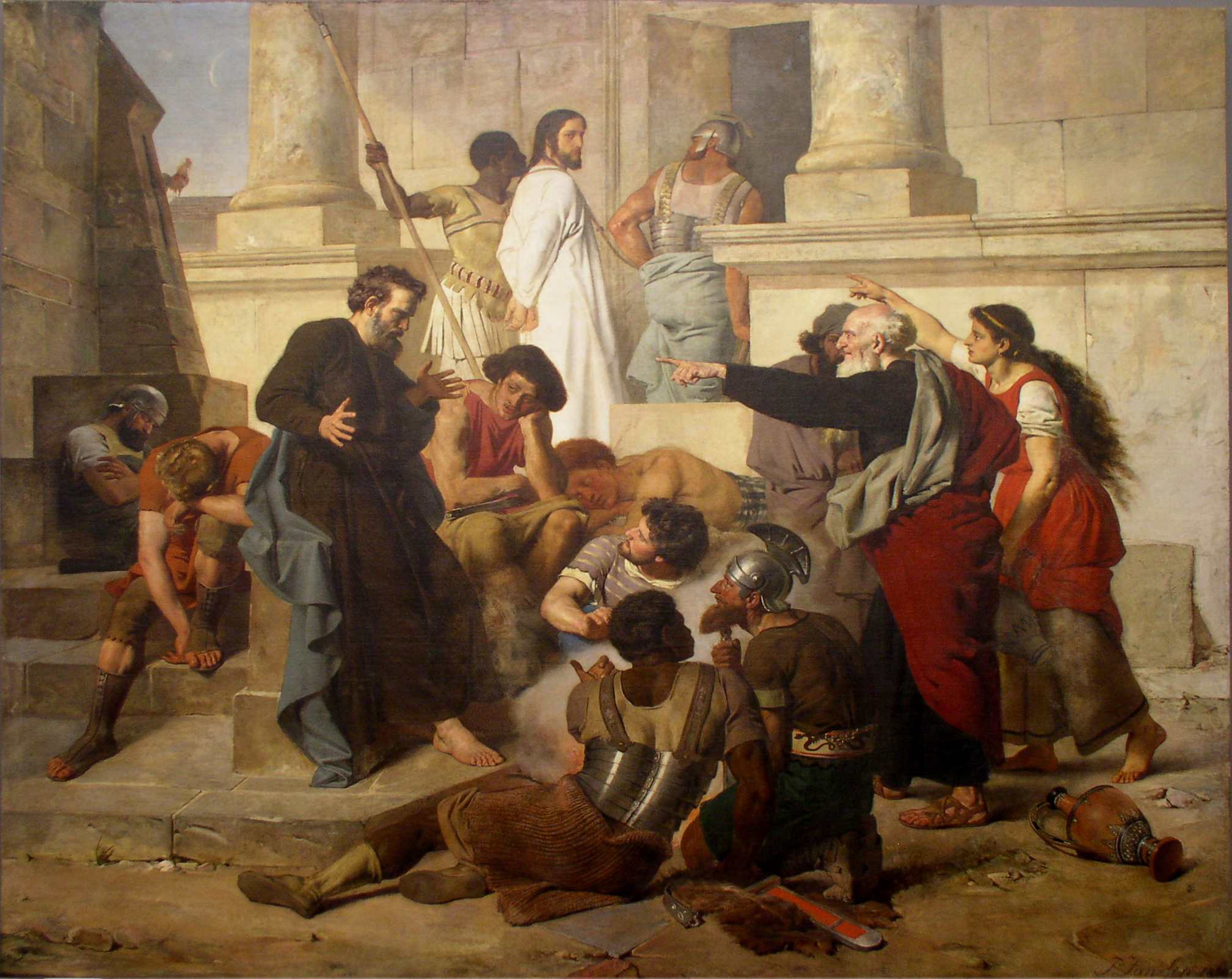Peter Denying Christ - Painting by Peter Janssen, 1869, click to enlarge