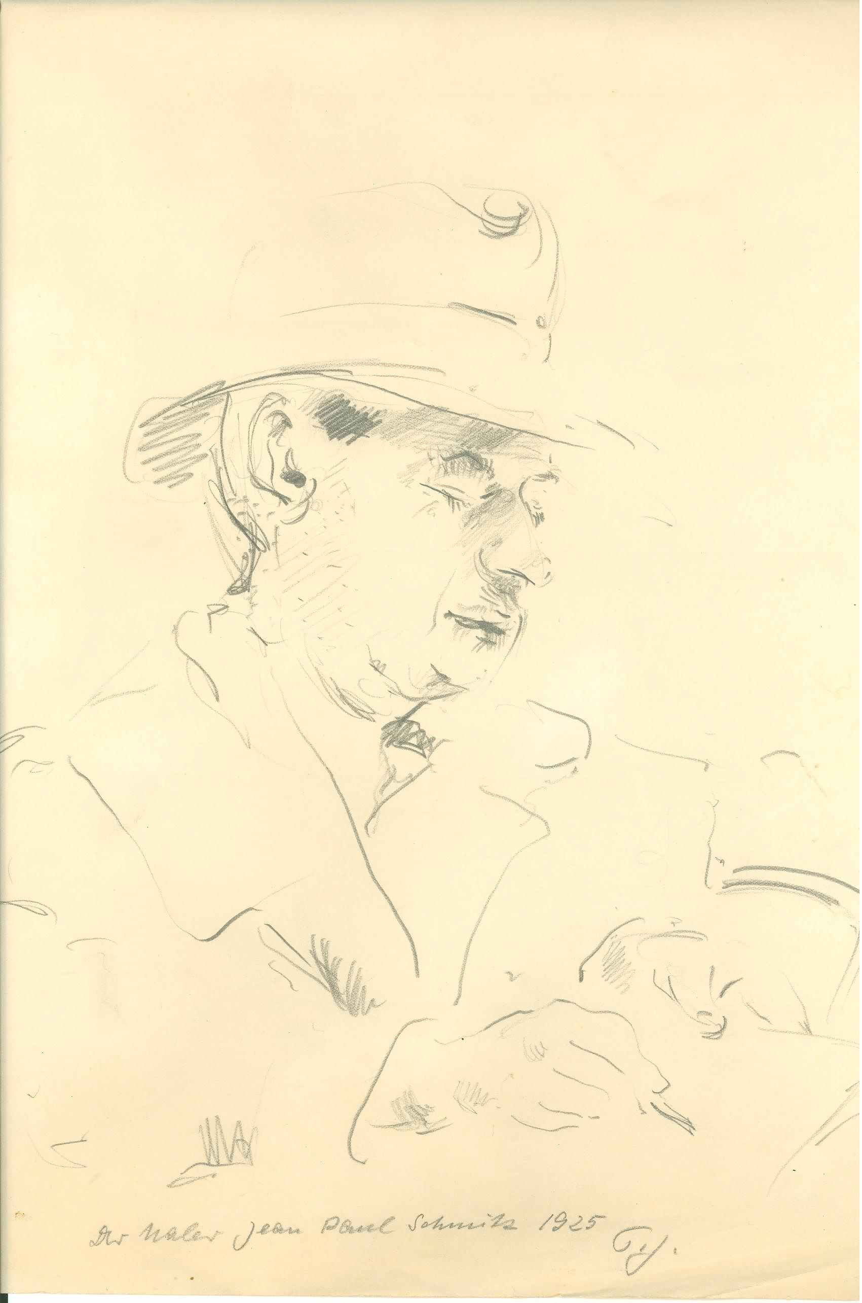 Der Maler Jean Paul Schmitz, 1925, Zeichnung von Peter Janssen.