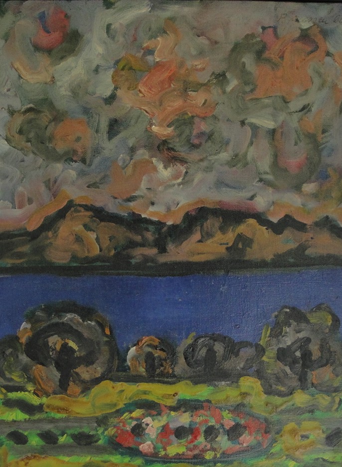 Landschaft 1963, Gemäldevon Peter Janssen. Anklicken für größere Ansicht / click to enlarge